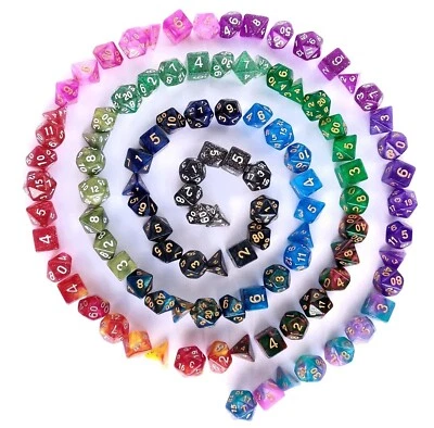 Sparkly D20 DND Dice Set of 7 Polyhedron Poly TTRPG Glitter Shimmer Acrylic RPG - Image 1 of 4