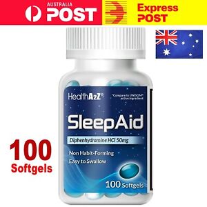 HealthA2Z Sleep Aid 50mg 100 Softgels MELBOURNE STOCK FREE POST MEGA VALUE FRESH
