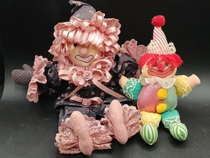 2 Vintage Plush Clown  FIGURES TOYS CREEPY - Picture 1 of 5