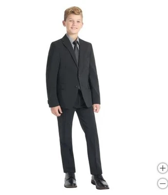 Kenneth Cole Boys Suit Black Jacket Pants Pockets Adjustable Waist Slim Fit - Image 1 of 4