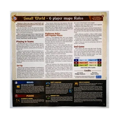 Days of Wonder Small World Small World - 6 Player Map, Rules Only! VG+ - Image 1 of 2