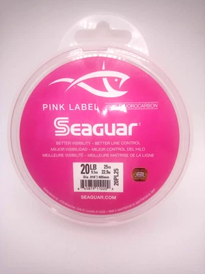 Líder de fluorocarbono Seaguar Pink Label 20# X 25 yardas rosa Foto 1 de 2