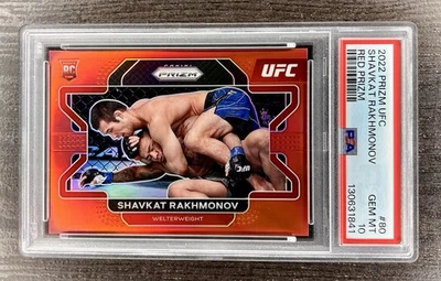 2022 Panini Prizm UFC Shavkat Rakhmonov Red /299 #80 (RC) PSA 10 - Image 1 of 3