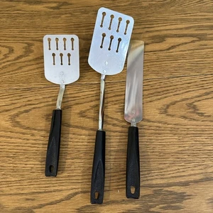 Vtg. Ekco Keyhole Slotted Spatula Turners 10" & 13" & Spreader ~ Corncob grip - Picture 1 of 7