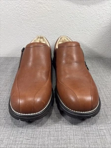 Zapatos UGG de cuero marrón forrados de piel de oveja con cremallera lateral para mujer talla 11 acogedores cálidos #5456 - Imagen 1 de 10