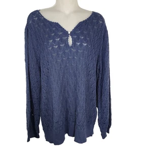 Suéter SUNDANCE Mujer XL Tejido Abierto Cerradura Azul Pullover Manga Larga Campesino - Imagen 1 de 9