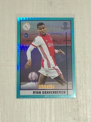 Ryan Gravenberch 2020-21 Merlin Chrome UCL Aqua Refractor Rookie RC #57 - Image 1 of 2