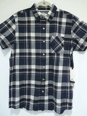 RIP CURL Men's Marco Short Sleeve SHIRT MEDIUM NAVY COTTON D197 NWT - Image 1 of 3