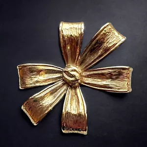 Monet Gold Schleife Brosche Retro 40er Vintage Statement Pin seltene Marke - Bild 1 von 8