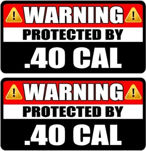 2 - 3" .40 40 cal calibre protegido por calcomanía protección pistola pegatina de advertencia WS3 - Imagen 1 de 1