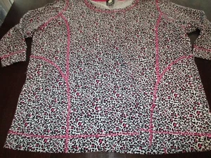 Womens black white pink leopard print 3/4 sleeve shirt JNY Plus size 3X Jones NY - Picture 1 of 2