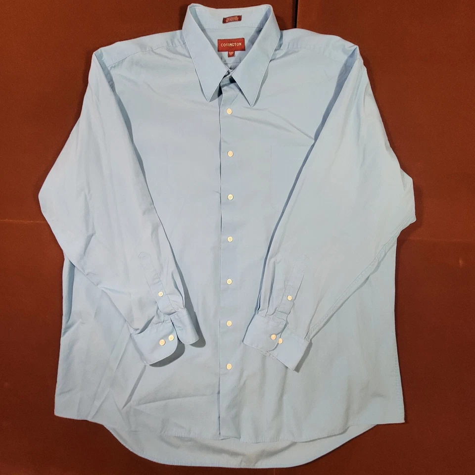 Covington Mens Button Down Dress Shirt 2XL Blue Long Sleeve 18-18.5 - Image 1 of 4