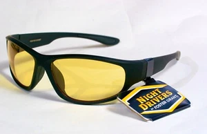 Foster Grant NIGHT DRIVERS Black Wrap Night Driving Glasses FAST LANE - Picture 1 of 3
