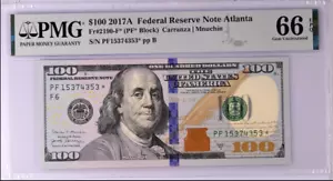USA, $100, 2017A, PMG 66 EPQ , Fr#2190-F* , Federal Reserve Note Atlanta, Star - Picture 1 of 4