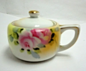 Nippon Zuckerdose Rose Antik Blumen Goldrand Marmeladendose Marmeladendose Schlitz - Bild 1 von 9