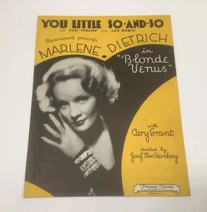 Partitura musical de You Little So and So-1932 - rubia Venus-Marlene Dietrich-EN MUY BUEN ESTADO++ - Imagen 1 de 4