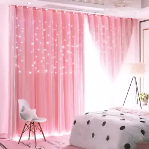 2 Panels Stars Blackout Curtains for Bedroom Girls Kids Baby Window Decoration D - Picture 1 of 6