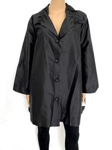 NWT! NEW! CAROLINE ROSE Size 3X Black 100% Silk Cardigan Blouse Top Shirt Jacket - Picture 1 of 9