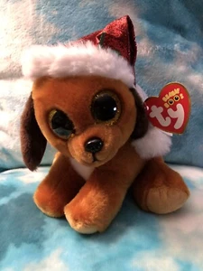 Ty Beanie Boos 6” Howlidays the Dog w/ Glitter Santa Hat w/HT 2021 - Picture 1 of 10