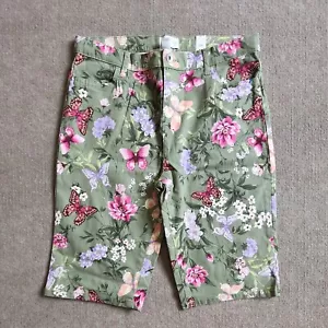 Childrens Place Bermuda Shorts Youth Girls Size 16 Green Floral Butterflies NEW - Picture 1 of 7