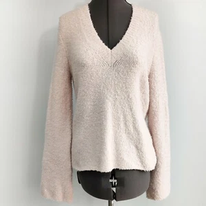 360 SWEATER V-Neck Sweater Soft Marshmallow-y Cozy Wool Blend Cream Pink Small - Picture 1 of 8