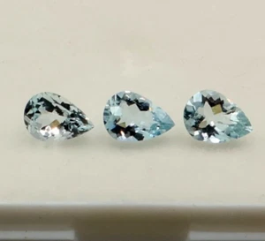 Aguamarina natural 6 piezas 3,45 quilates forma pera azul aguamarina piedra preciosa 7x5 mm - Imagen 1 de 4