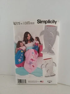Simplicity 8275 Mermaid Shark Blanket Craft Sewing Pattern Kids Adult Doll UNCUT - Picture 1 of 3