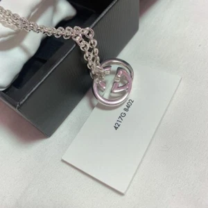 GUCCI Necklace for Woman CC Silver Color Unused Very Cute !! - Picture 1 of 12