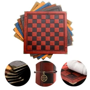 Schachbrett Set geprägtes Muster Leder Vintage einzigartiges Design große Turniere - Bild 1 von 13