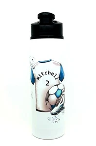 Football 8 Colours Personalised Aluminium Water Sports Bottle Kids School 750ml - Picture 1 of 11