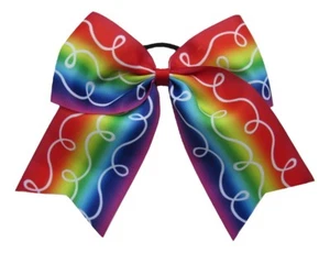 NUEVO ""RAINBOW OMBRE SWIRL"" Arco de alegría cola de pony cinta arcos de pelo porristas - Imagen 1 de 1