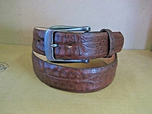 MENS GENUINE AUTHENTIC BROWN CROCODILE BELT - Picture 1 of 1