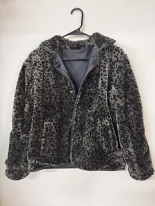 Cavalini Women’s S Soft Faux Fur Leopard Animal Print Jacket Button Coat - Picture 1 of 6