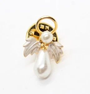 Prendedor de halo dorado ángel perla sintética tono dorado solapa esmalte coleccionable - Imagen 1 de 11