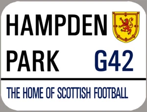 HAMPDEN PARK METAL STREET SIGN 5 X 7 INCHES. OUTSIDE OR INSIDE USE. SCOTLAND - Picture 1 of 1