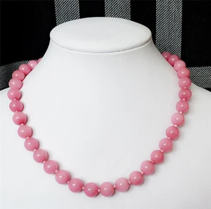 fashion 10mm Exquisite Pink Rhodochrosite Round Gemstone Jewelry Necklace 18" - Picture 1 of 4