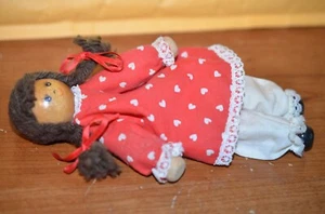 7 inch Wooden Rag Doll With Red Floral Dress - Picture 1 of 2