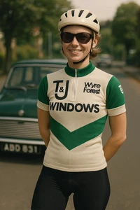 Vintage 1980s T&J Windows Handmade Pro Cycling Jersey – Shiny Polyester – £30 - Picture 1 of 7