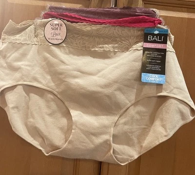 NWT  3 BALI Cool Comfort 2XL/9 BRIEFS DFMLB3 Soft Stretch  MAUVE BEIGE RED - Image 1 of 3