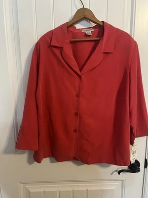 #7256. Notations Women's 3/4 Sleeve Lightweight Salmon Jacket. Size 1X NWT - Image 1 of 4