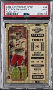 2022 CONTENDERS OPTIC GOLD VINYL 1/1 #34 PATRICK MAHOMES II 1/1 PSA 9 - Picture 1 of 2