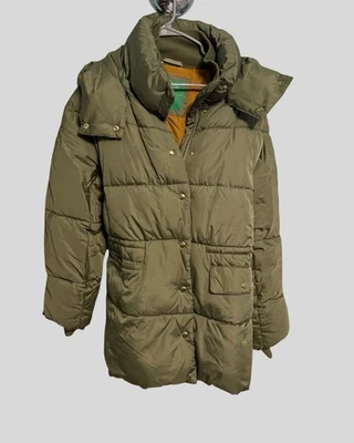 Parka acolchada J.Crew Signature verde oliva grande para mujer Foto 1 de 4