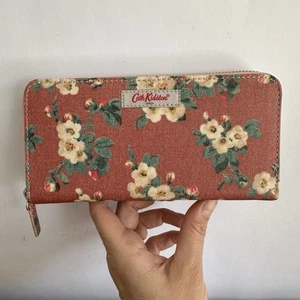 Cath Kidston Floral Zip-Around Wallet Purse Pink Floral 100% Cotton Blossom - Picture 1 of 10