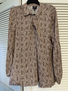 Bobeau Damen XL Mehrfarbig Geometrisch Flatterärmel Top Stretch Boho Bluse - Bild 1 von 4