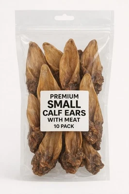 50 Pcs 🐾 Pawlicious 100% Natural Air-Dried Small Calf Ears with Meat for Dogs