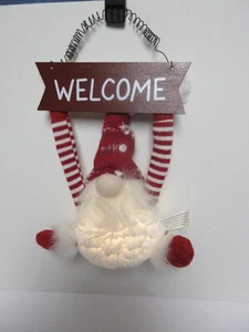 Navidad Luz LED Bienvenida Batería Funciona Colgante Gnomo Probado - Imagen 1 de 7