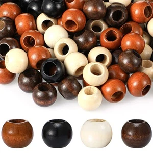 160 Pieces 20mm Large Hole 10mm Barrel Wooden Beads Wood Macrame Beads Loose - Picture 1 of 7