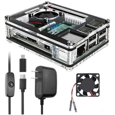 Funda Raspberry Pi 3 B+ con Ventilador Refrigeración Pi 3B Estuche con 3 Piezas Disipadores de Calor 5V Foto 1 de 4