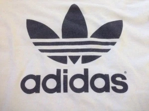 Vtg Adidas Trefoil Long Sleeve White 100% Cotton T-Shirt USA Made M Youth 34" - Picture 1 of 7