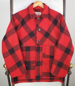 Vintage CC FILSON USA Größe 42 Herren 100% Wolle Double Mackinaw Jacke Cruiser Rot - Bild 1 von 22